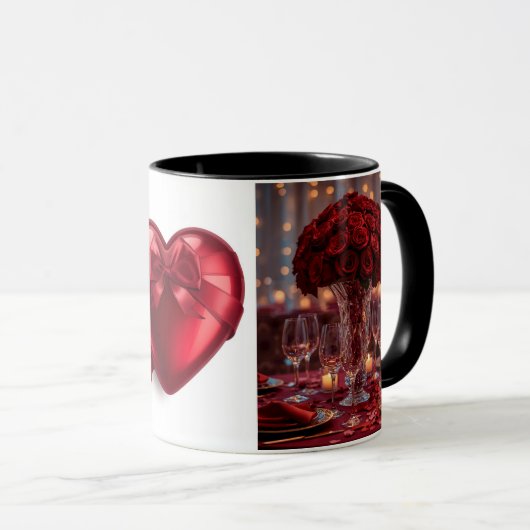 Romantic Red Rose love Valentine Hot Drink Coffee Tasse (VorderseiteRechts)