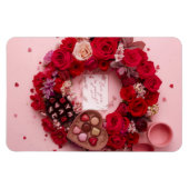 Romantic Red Rose Personalized Valentine Heart Magnet (Horizontal)