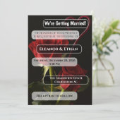 Romantic Red Roses Abstract Heart Love Wedding Inv Einladung (Stehend Vorderseite)