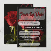 Romantic Red Roses Abstract Heart Love Wedding Inv Save The Date (Vorne/Hinten)