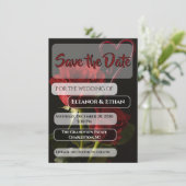 Romantic Red Roses Abstract Heart Love Wedding Inv Save The Date (Stehend Vorderseite)