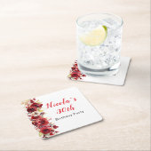 Romantic Red Roses Floral Birthday Party Rechteckiger Pappuntersetzer (Vor Ort)