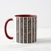 Romantic Red Roses Floral Cream Black Stripes Tasse (Links)