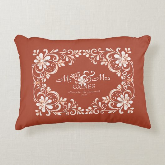 Romantic Red Rust Shabby Chic Mr. Wedding Dekokissen (Vorderseite)