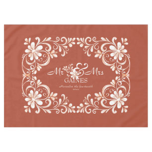 Romantic Red Rust Shabby Chic Mr. Wedding Tischdecke