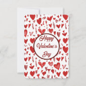 Romantic Red Valentine’s Day Card with Hearts Dankeskarte (Vorderseite)