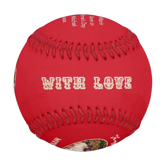 Romantic Red Valentine's Day Custom Photo & Text Baseball (Vorderseite)