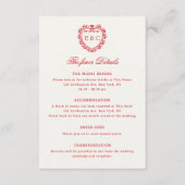 Romantic Red Vintage Monogram Crest Wedding Begleitkarte (Vorderseite)