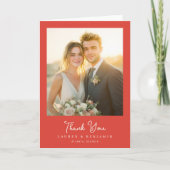 Romantic Red Wedding Photo Dankeskarte (Vorderseite)