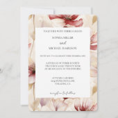 Romantic Red White Cream Floral Wedding Einladung (Vorderseite)