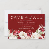 Romantic Red & White Flowers Wedding  Save The Date (Vorderseite)