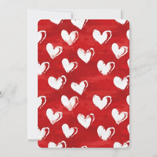 Romantic Red White Hearts Wedding Einladung (Rückseite)
