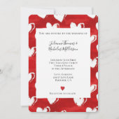 Romantic Red White Hearts Wedding Einladung (Vorderseite)
