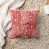Romantic Red White Stripes Hearts Love Kissen (Decke)