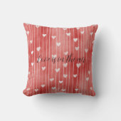 Romantic Red White Stripes Hearts Love Kissen (Vorderseite)