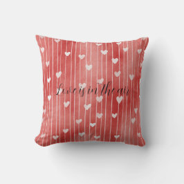 Romantic Red White Stripes Hearts Love Kissen
