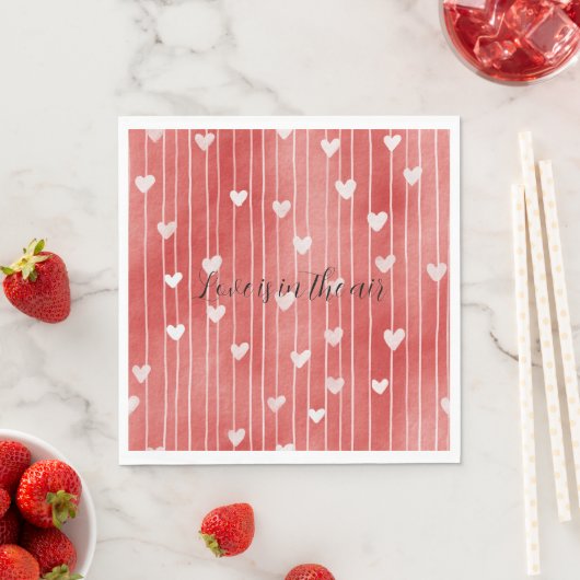 Romantic Red White Stripes Hearts Love Serviette (Beispiel)