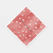 Romantic Red White Stripes Hearts Love Serviette (Ecke)