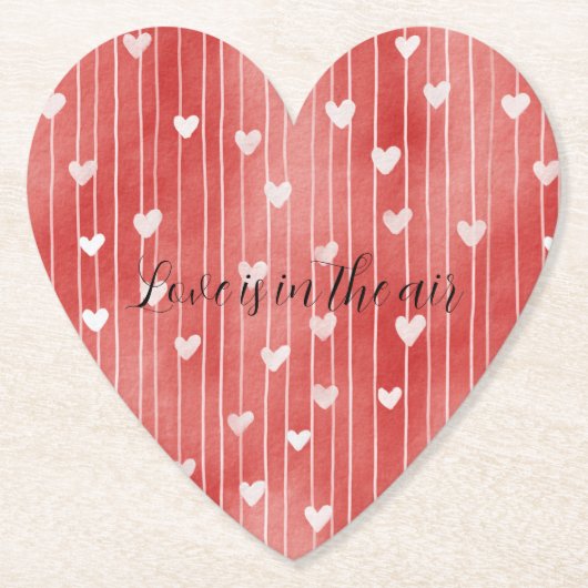 Romantic Red White Stripes Hearts Love Untersetzer (Vorderseite)