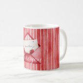 Romantic Red White Stripes Mon Cheri Love Kaffeetasse (VorderseiteRechts)