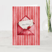 Romantic Red White Stripes Mon Cheri Love Karte (Vorderseite)
