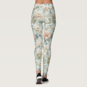 Romantic Regency Pastel Floral Print Leggings (Rückseite)