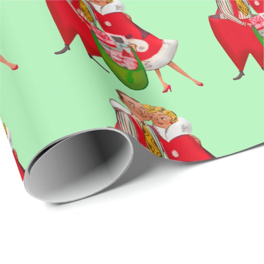 ROMANTIC RETRO CHRISTMAS COUPLE GESCHENKPAPIER (Rolleneckpunkt)