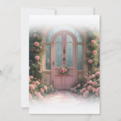 Romantic Rose Arch Pink Door Wedding Invitation Einladung (Rückseite)