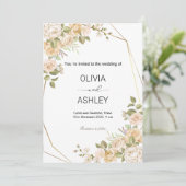 Romantic Rose Bloom Wedding | Elegant Floral Party Einladung (Stehend Vorderseite)