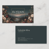 Romantic Rose Floral and Misty Mountain Landscape Visitenkarte (Vorne/Hinten)