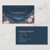 Romantic Rose Floral and Starry Valley Gold Frame Visitenkarte (Vorne/Hinten)