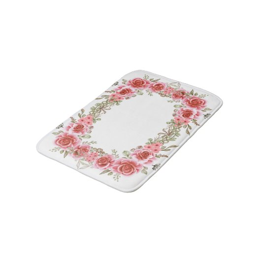 Romantic Rose Frame Memory Foam Bath Mat Badematte (Schrägansicht)