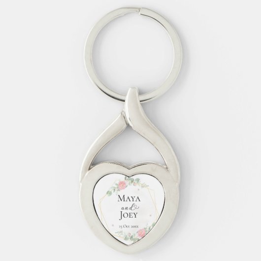 Romantic Rose Geometric Wedding Schlüsselanhänger (Vorderseite)