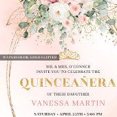 Romantic Rose Gold Blush Quinceañera Invitation Einladung