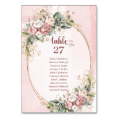 Romantic Rose Gold Flowers Greenery Table Numbers Tischnummer (Vorderseite)