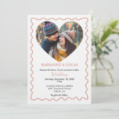 Romantic Rose Gold Heart Photo Wedding Einladung (Stehend Vorderseite)