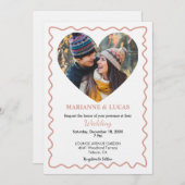 Romantic Rose Gold Heart Photo Wedding Einladung (Vorne/Hinten)