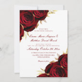 Romantic Rose Gold & Red Floral Wedding  Einladung (Vorderseite)