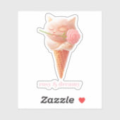 Romantic Rose: Miss Meow Pink Ice Cream Cone Art Aufkleber (Blatt)
