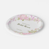Romantic Roses Chic Floral Bridal Shower Pappteller (Schrägansicht)