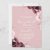 Romantic Roses Dusty Pink ⎮ Mauve Wedding  Einladung (Vorderseite)
