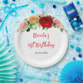 Romantic Roses Floral Birthday Pappteller (Party)