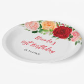 Romantic Roses Floral Birthday Pappteller (Schrägansicht)