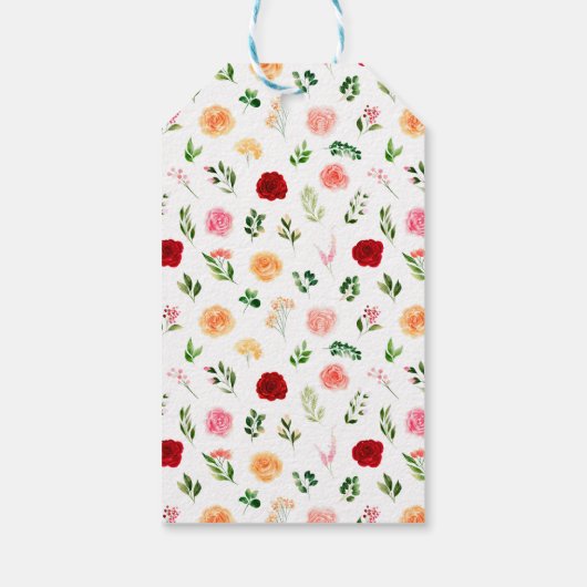 Romantic Roses Floral Birthday Party Thank You Geschenkanhänger (Rückseite)