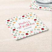 Romantic Roses Floral Birthday Rechteckiger Pappuntersetzer (angewinkelt)