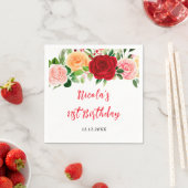 Romantic Roses Floral Birthday Serviette (Beispiel)