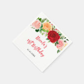 Romantic Roses Floral Birthday Serviette (Ecke)