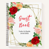 Romantic Roses Floral Wedding Guest Book Notizblock (Vorderseite)