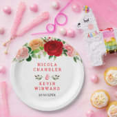 Romantic Roses Floral Wedding Pappteller (Party)
