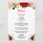 Romantic Roses FloralRomantic Red and Oran Wedding Menükarte (Vorderseite)